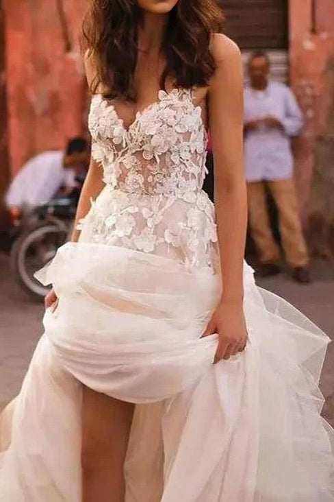 Clearance Event shift dressSweetheart Sleeveless Backless Florals Tulle A-Line Wedding Dress Clearance Event shift dressSweetheart Sleeveless Backless Florals Tulle A-Line Wedding Dress