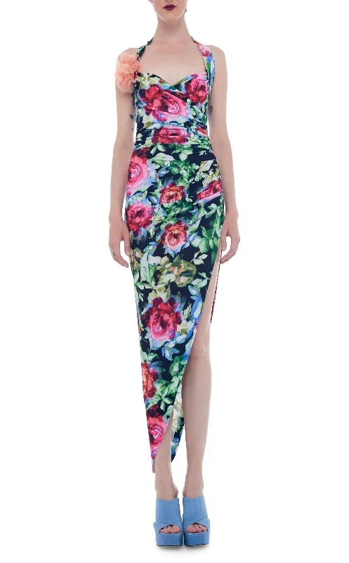 Factory Direct Sale casual summer dressCayla Side Drape Dress in Rose Garden