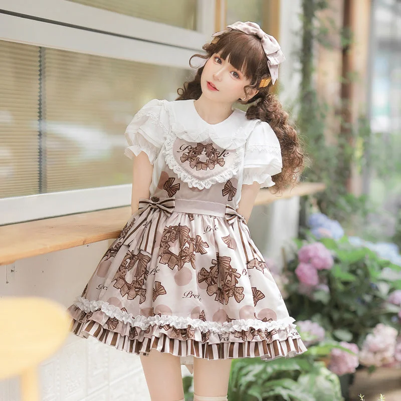 Deal of the Day elegant maxi dressEieyomi~Chocolate Garland~Kawaii Lolita Summer Dairy Salopette