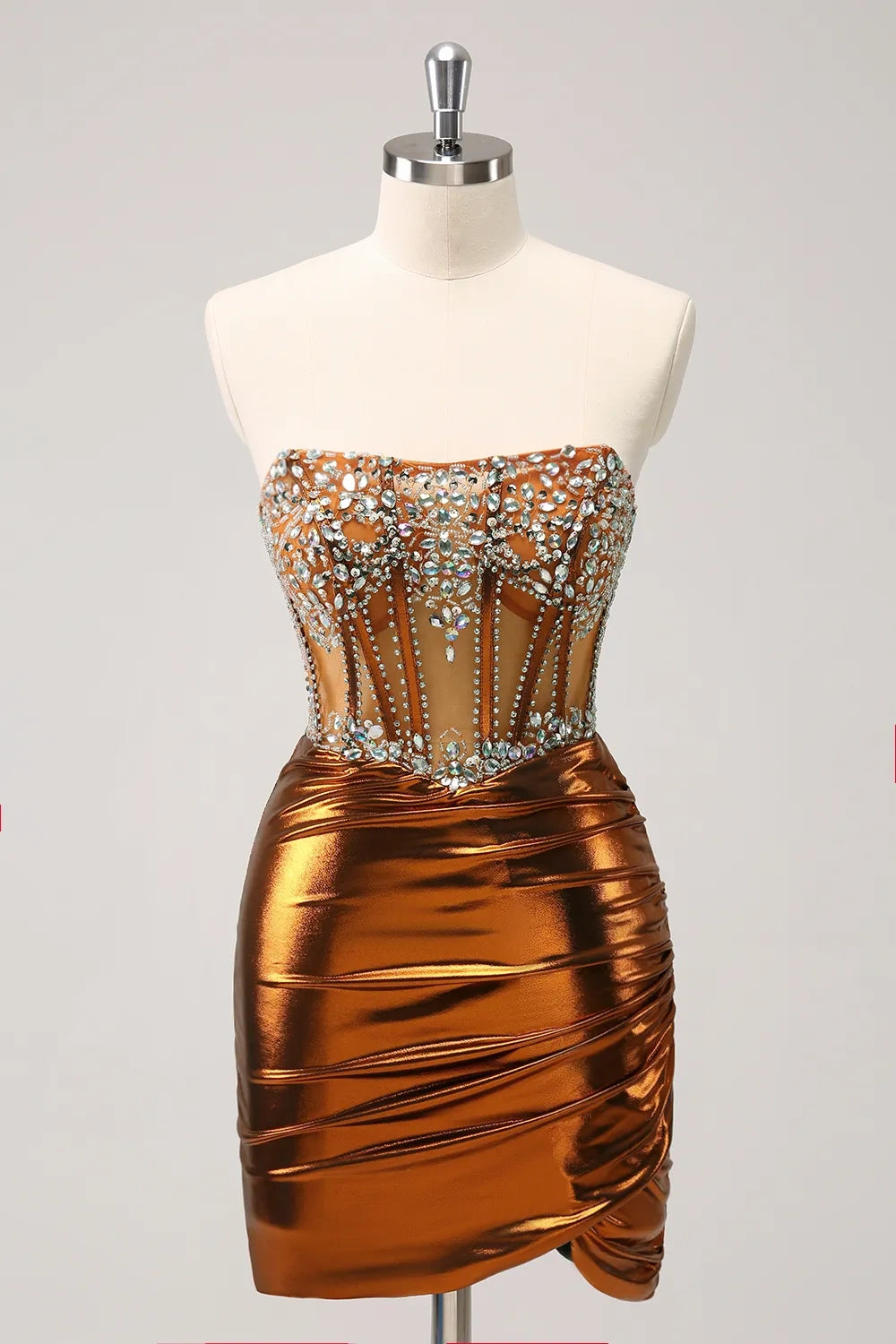 Discount Mania silk dressStrapless Sheath Beaded Empire Satin Homecoming Dress