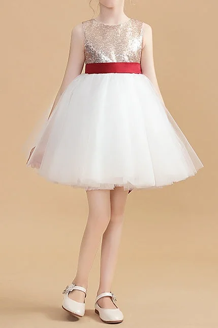 Quick Sale formal dressSequins And Tulle Empire Round Flower Girl Dress