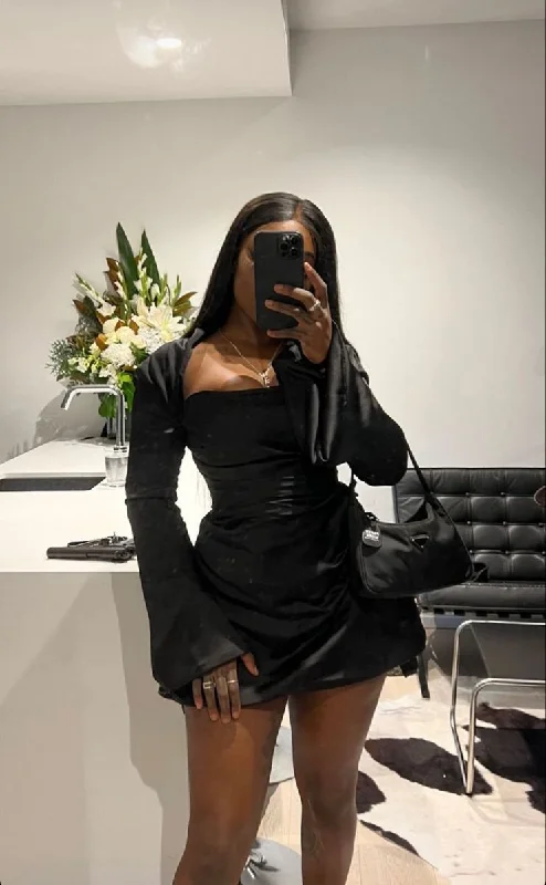 Massive Deals trendy bodycon dressSexy Black Party Dress,Short Homecoming Dress Y4460