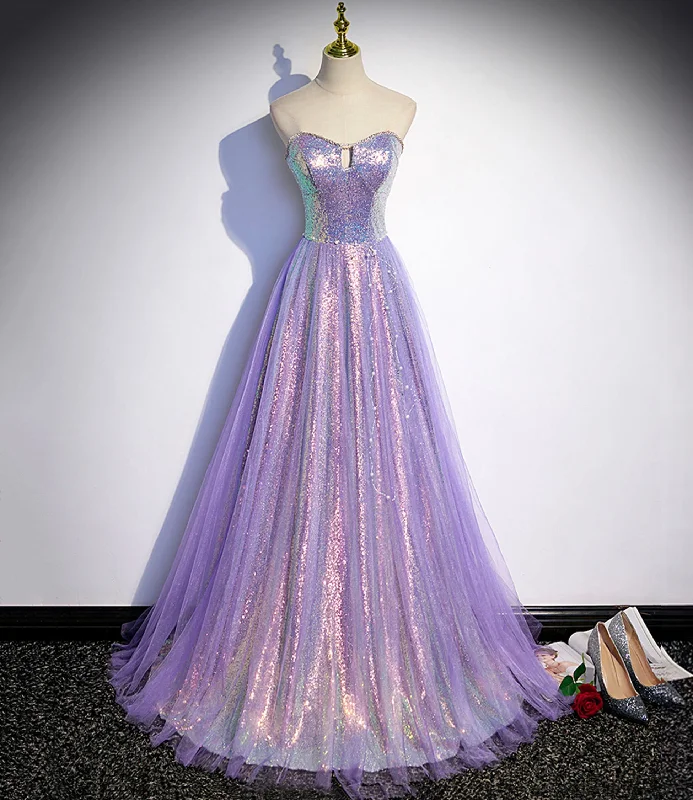 Grand Opening Sale wool dressPurple tulle sequins long prom dress evening dress s84