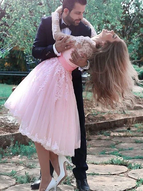 New Markdowns Long Sleeve Homecoming Dresses A-line Beautiful Short Prom Dress Party Dress JK712