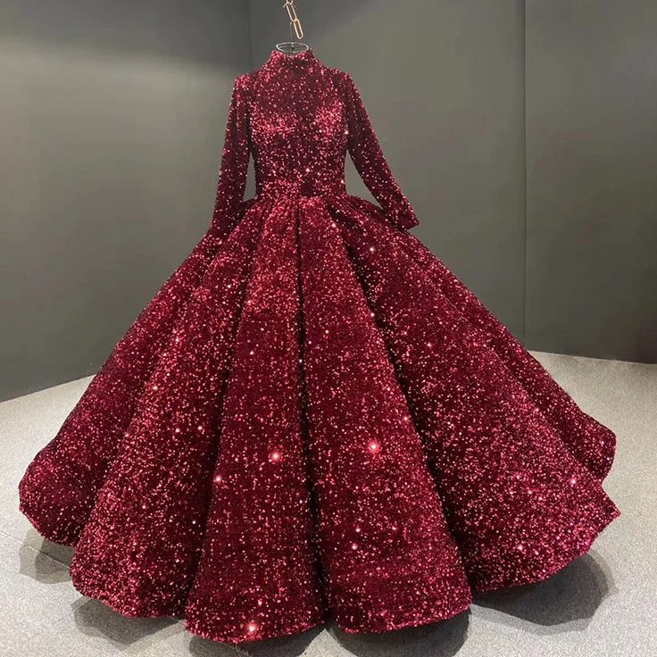 Exclusive Access shift dressBurgundy Ball Gown Sequin Long Sleeve Quinceanera Dresses Y4442