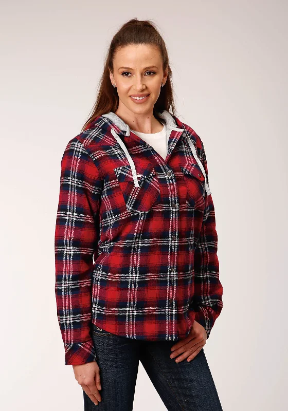 Weekend Special versatile coatWOMENS LONG SLEEVE SNAP THERMAL LINED FLANNEL SHIRT JACKET