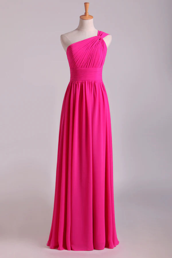 Early Access trendy bodycon dressCasual One Shoulder Empire Satin A-Line Bridesmaid Dress
