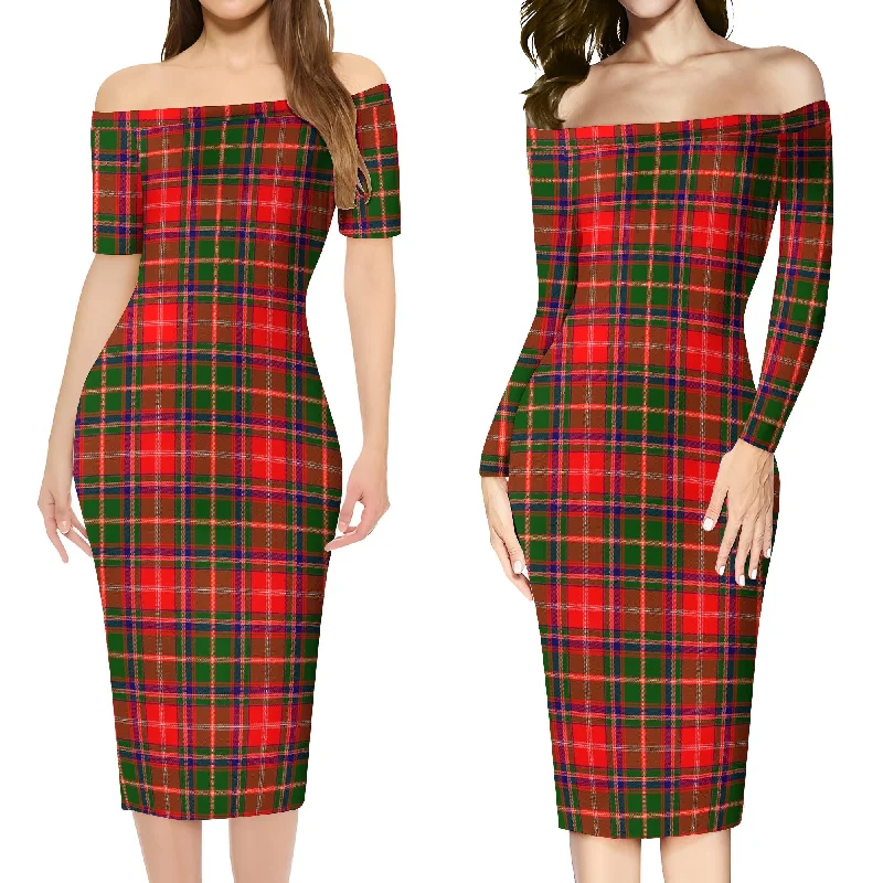 Special Savings Somerville Modern Tartan Off Shoulder Lady Dress