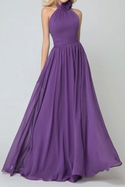 Special Price office dressHigh Neck Sleeveless Open Back A-Line Bridesmaid Dress