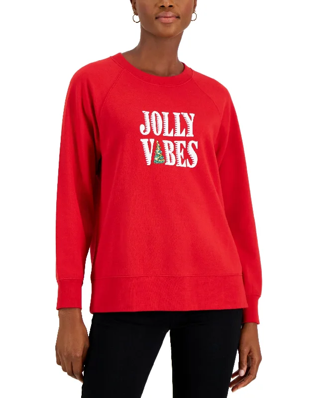 Limited Time Offer fleece hoodiefashionable workout wearStyle & Co Womens Holiday Sweatshirt