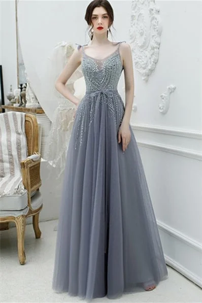 Don't Wait fitted cocktail dressGorgeous Spaghetti Straps Grey Tulle Long Formal Dress Don't Wait fitted cocktail dressGorgeous Spaghetti Straps Grey Tulle Long Formal Dress