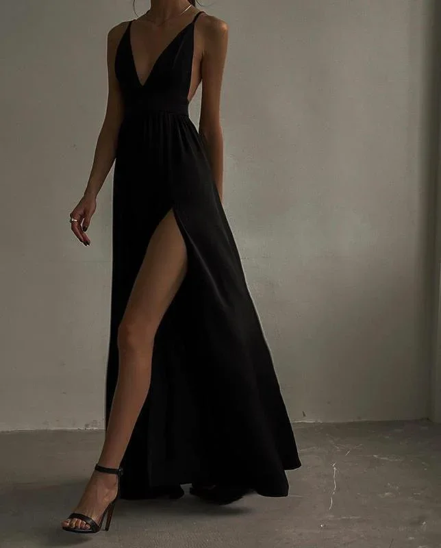 Markdowns one-shoulder dresssexy black long prom dress evening dress Y52
