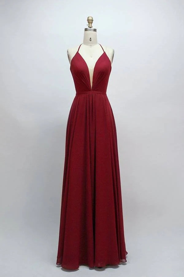 Fantastic Offers office dressChic Satin A-Line V-Neck Spaghetti Straps Bridesmaid Dress