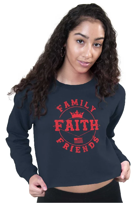Amazing Deals cool hoodielightweight workout sweatshirtFaith Family Friends Crop Top Crewneck Sweatshirt