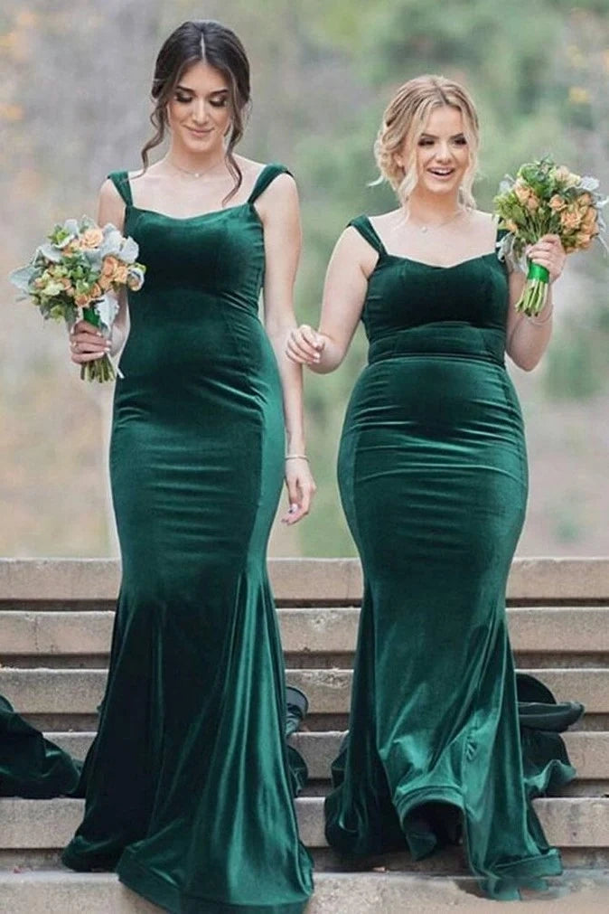 Closeout party dressVelvet Sweetheart Sleevless Mermaid Bridesmaid Dress