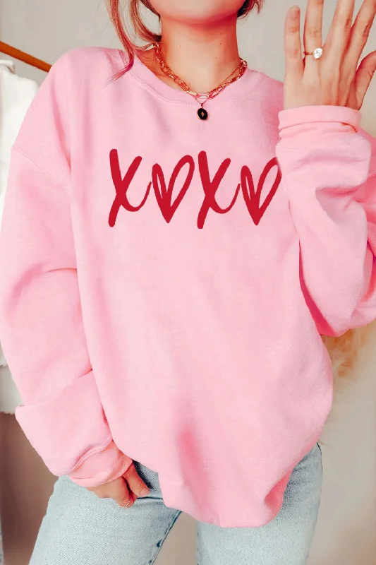 Get It Before It’s Gone cool street hoodieeco-friendly sports hoodieValentine’s Day XOXO Round Neck Drop Shoulder Sweatshirt