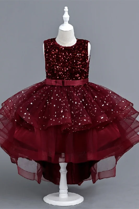 Midnight Madness elegant dressRound Sleeveless Empire Sequins Tulle A-Line Flower Girl Dress