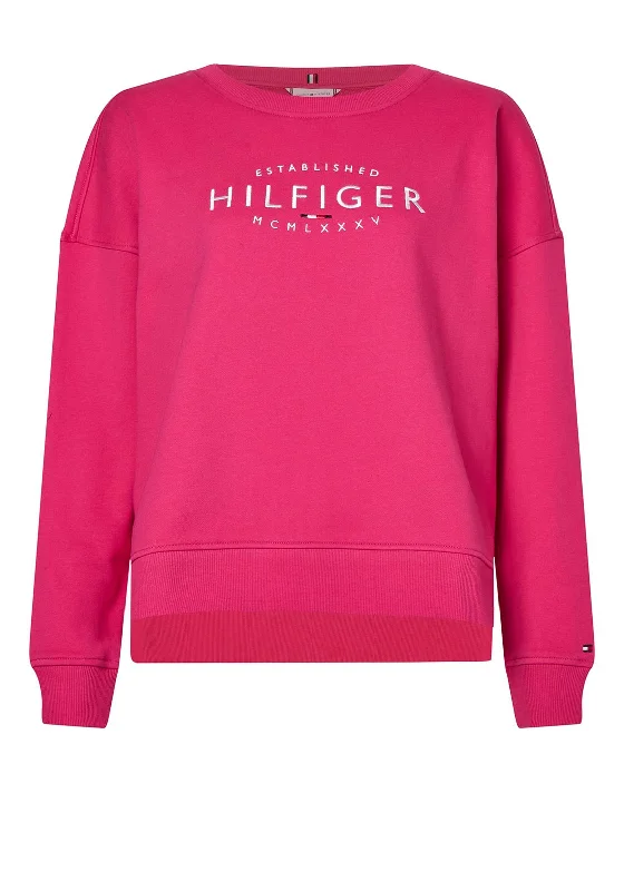 Lowest Price stylish pullover hoodieTommy Hilfiger Womens New Branded Sweatshirt, Eccentric Magenta