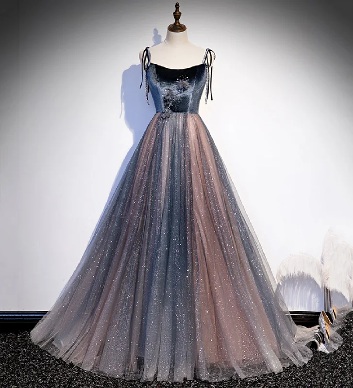 Markdown Madness ruched dressBlue tulle sequins long prom dress evening dress s80