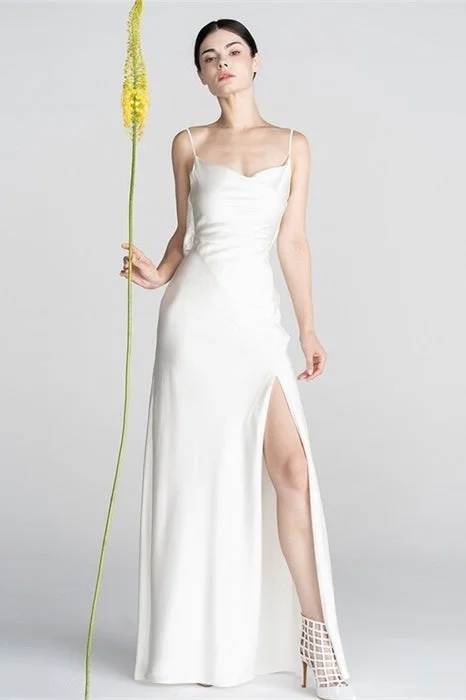 New Markdowns vintage-inspired dressClassic White Slip Dress with Slit