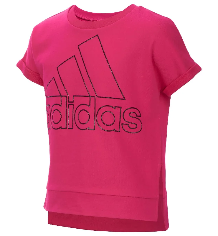 Quick Sale cool graphic hoodieslim fit workout hoodieAdidas Big Girls Cropped Logo Print Sweatshirt