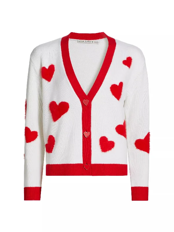 Bonus Savings fitted coatalice + olivia Bradley Short Cardigan, Soft White/Bright Ruby Bonus Savings fitted coatalice + olivia Bradley Short Cardigan, Soft White/Bright Ruby