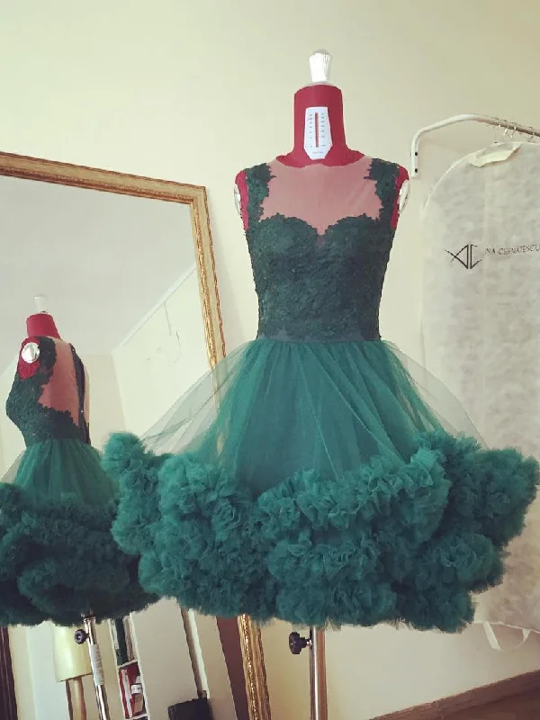 Low Prices Beautiful Homecoming Dresses A-line Dark Green Short Prom Dress Cute Party Dress JK882
