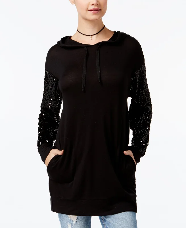 Blowout Sale casual hoodie for fallsleek workout sweatshirtGypsies & Moondust Juniors' Sequin-Sleeve Hoodie