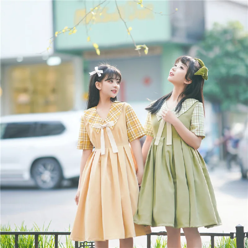 Stock Clearance casual knit dressEESSILY~Macaron Waffle~Kawaii Lolita Short Sleeve Summer OP