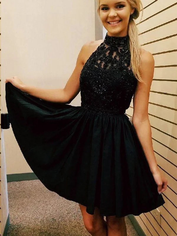 Super Sale Little Black Dress Sparkly Homecoming Dresses Short Prom Dress Party Dress JK851