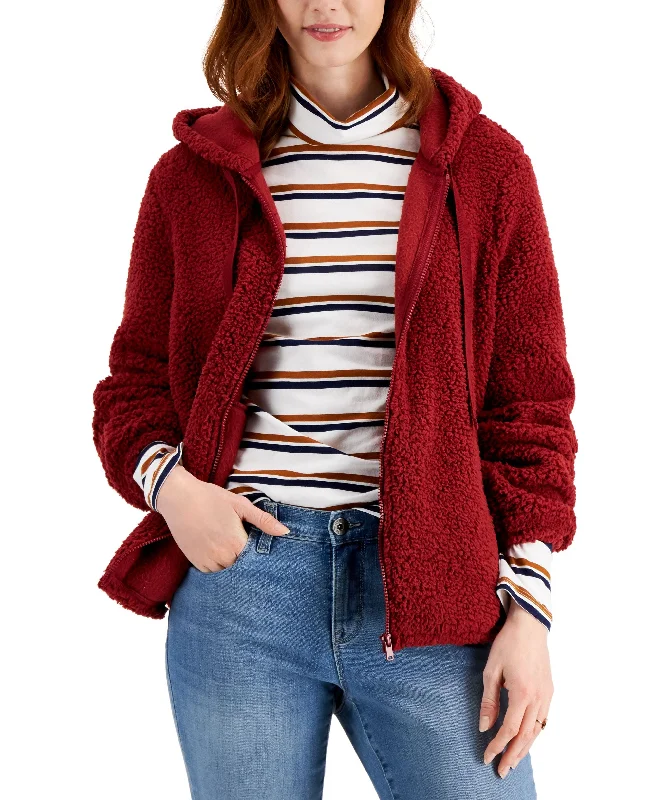 Price Drop relaxed fit hooded sweatshirthigh-quality athletic sweatshirtStyle & Co Zip Front Teddy Hoodie