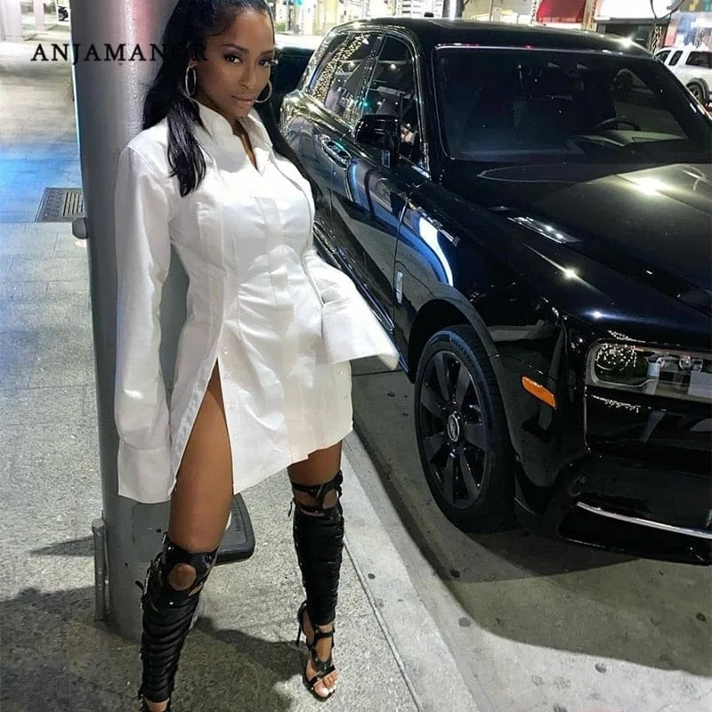 Price Drop elegant coatANJAMANOR Button Split White Long Sleeve Shirt Dress Women Clothes Fashion Sexy Mini Dresses Clubwear Vestidos Sexis D22-CG26 Price Drop elegant coatANJAMANOR Button Split White Long Sleeve Shirt Dress Women Clothes Fashion Sexy Mini Dresses Clubwear Vestidos Sexis D22-CG26