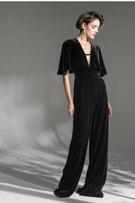 Can't Be Beat summer floral dressPlunge Black Velvet Jumpsuit