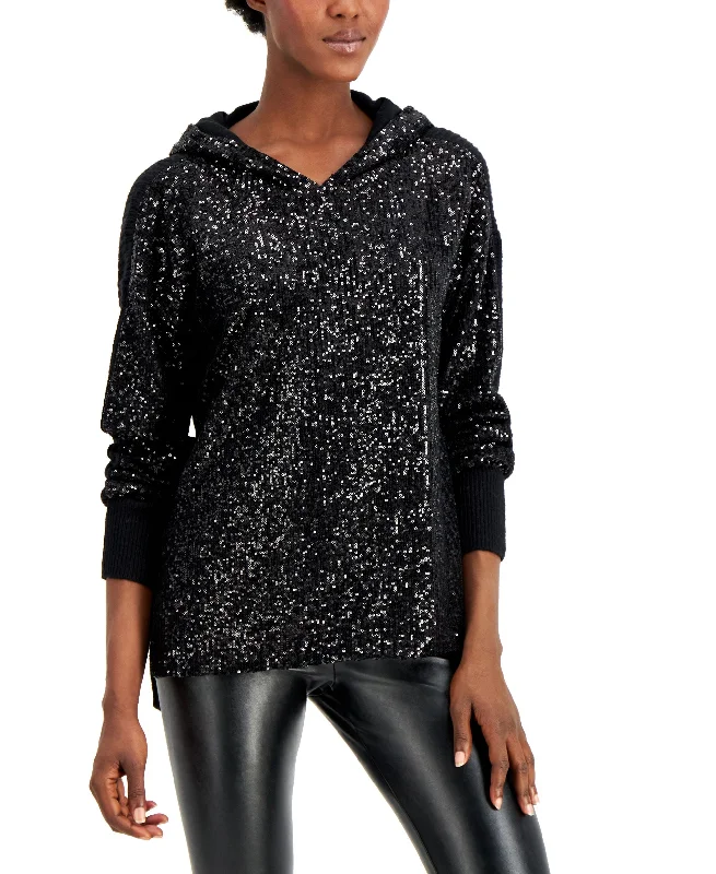 TIME-Limited Offer breathable hoodiewarm workout hoodieINC International Concepts Womens Sequin Front Hoodie
