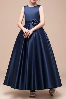 Limited Quantity trendy bodycon dressCute Satin A-Line Round Sleeveless Empire Flower Girl Dress