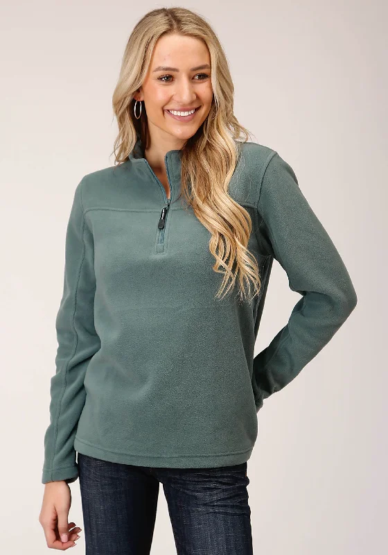 Anniversary Sale oversized trench coatWOMENS MISTY GREEN MICRO FLEECE PULLOVER