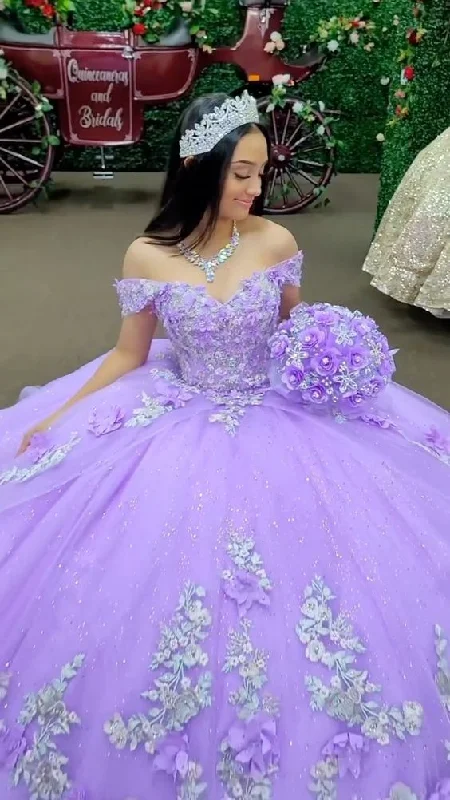 Limited Availability vintage-inspired dressGlitter Off The Shoulder Lilac Ball Gown Sweet 16 Dress Y4293 Limited Availability vintage-inspired dressGlitter Off The Shoulder Lilac Ball Gown Sweet 16 Dress Y4293