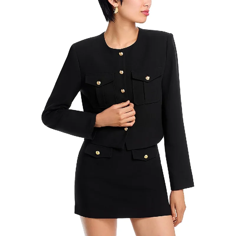 Overstock fashion-forward coatWomens Shoulder Pads Cropped Soft Shell Jacket