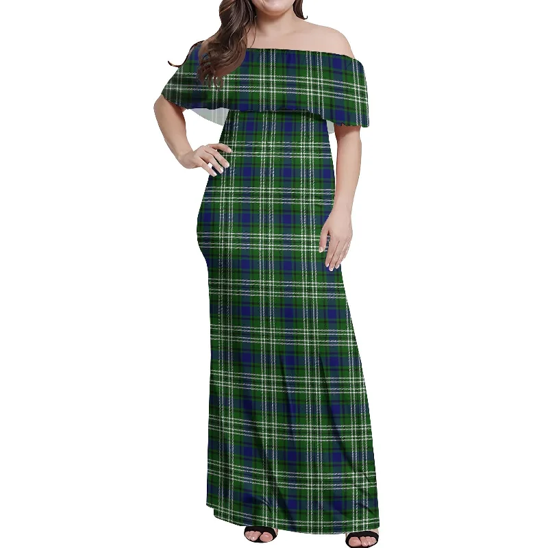 Clearance Sale Spottiswood Tartan Off Shoulder Long Dress