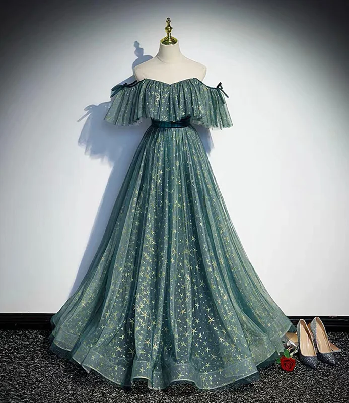 Year-End Sale casual day dressCute tulle sequins long prom dress A line evening dress s90
