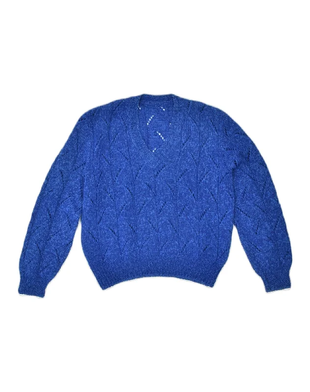 Price Meltdown urban street hoodieVINTAGE Womens V-Neck Jumper Sweater UK 16 Large Blue