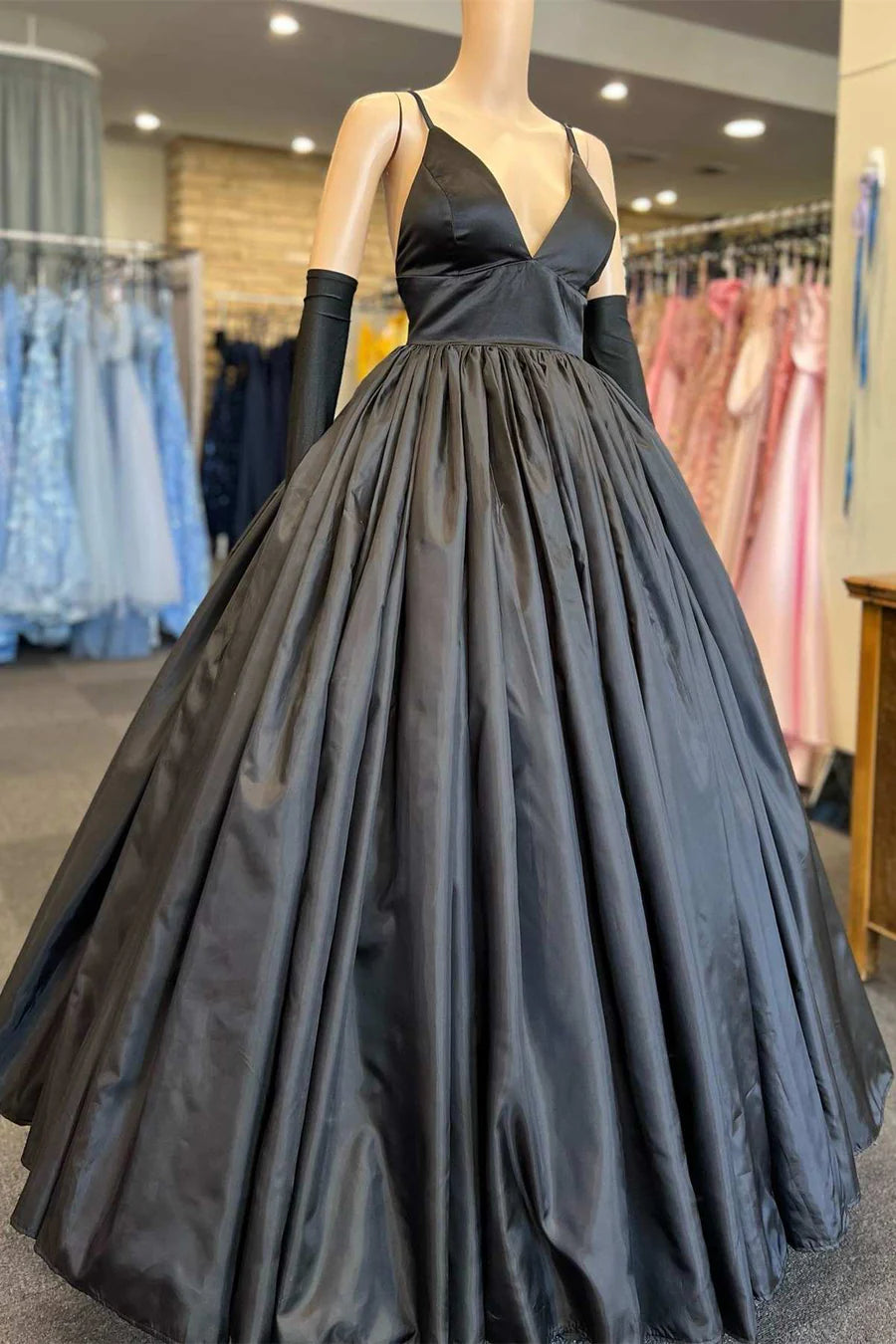 Year-End Sale vintage dressElegant Satin A-Line V-Neck Sleeveless Party Prom Dress