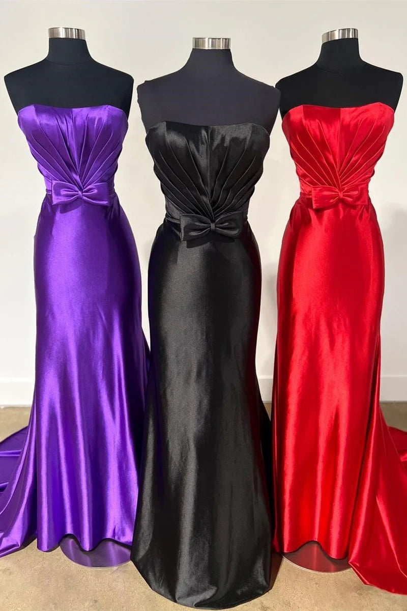 Fantastic Offers sleeveless dressSatin Trumpet Strapless Empire With Train Party Prom Dress