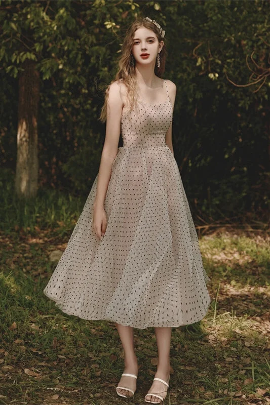 Price Blitz spaghetti strap dressPolk Dots Tea Length Vintage Style Dress