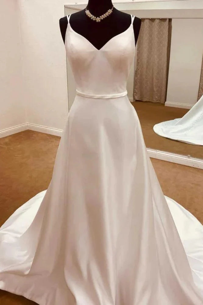 Overstock satin midi dressCasual Satin A-Line V-Neck Sleeveless With Train Wedding Dress Overstock satin midi dressCasual Satin A-Line V-Neck Sleeveless With Train Wedding Dress