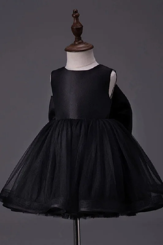 Hot Deal ruffle dressRound Satin A-Line Two Tone Flower Girl Dress With Bow