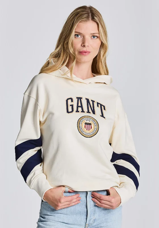 Fantastic Deals casual zip-up sweatshirtGANT Womens Crest Shield Detail Hoodie, Cream