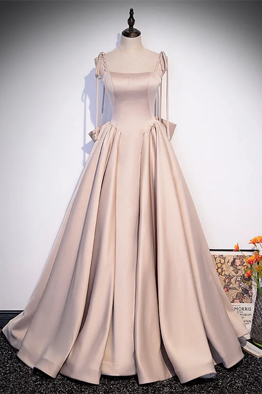 Deal Explosion pleated maxi dressChampagne Beaded Bow Tie Straps Long Formal Dress with Bow Back