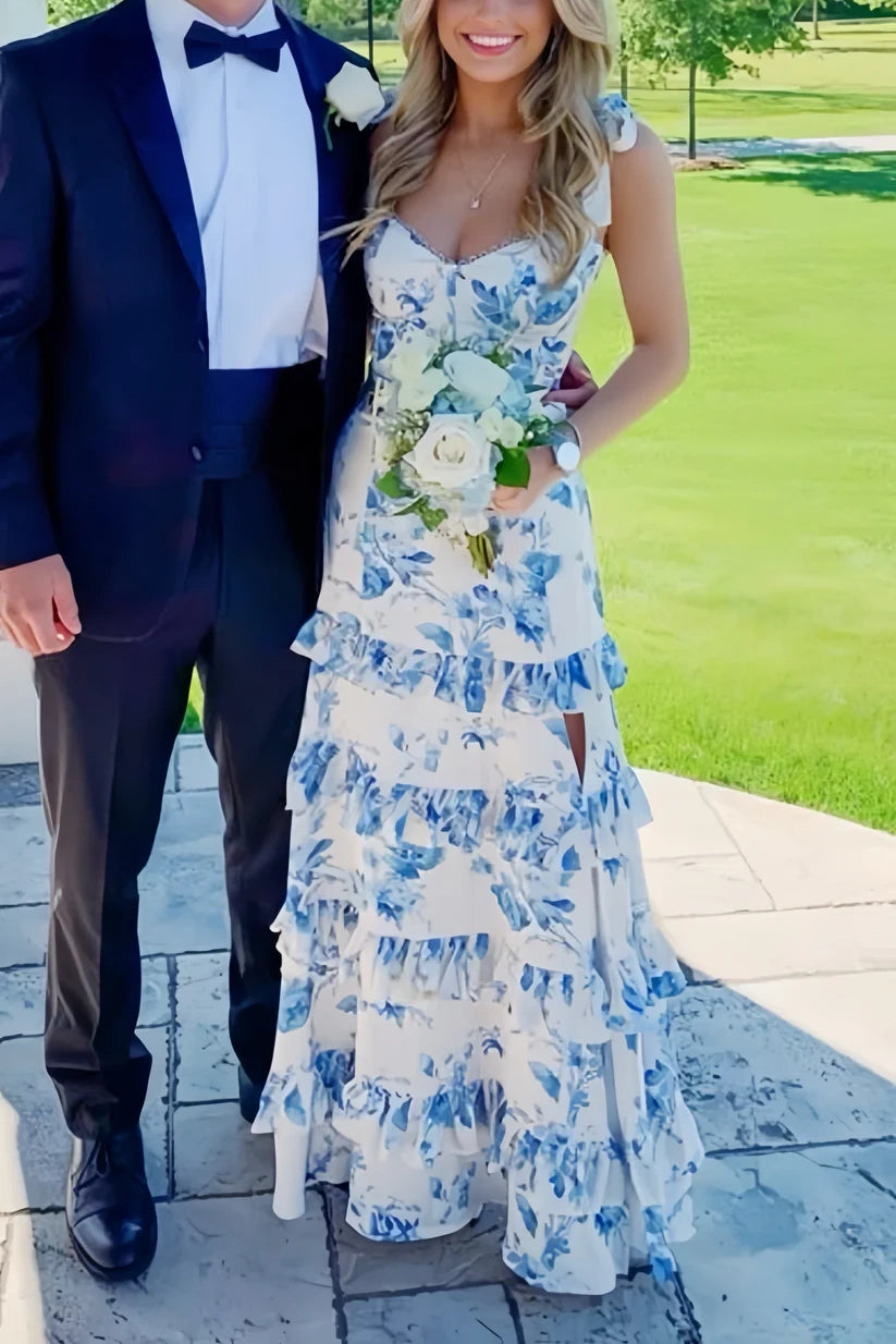 Lowest Price statement dressSatin A-Line Tiered Sleeveless Appliques V-Neck Prom Dress Lowest Price statement dressSatin A-Line Tiered Sleeveless Appliques V-Neck Prom Dress