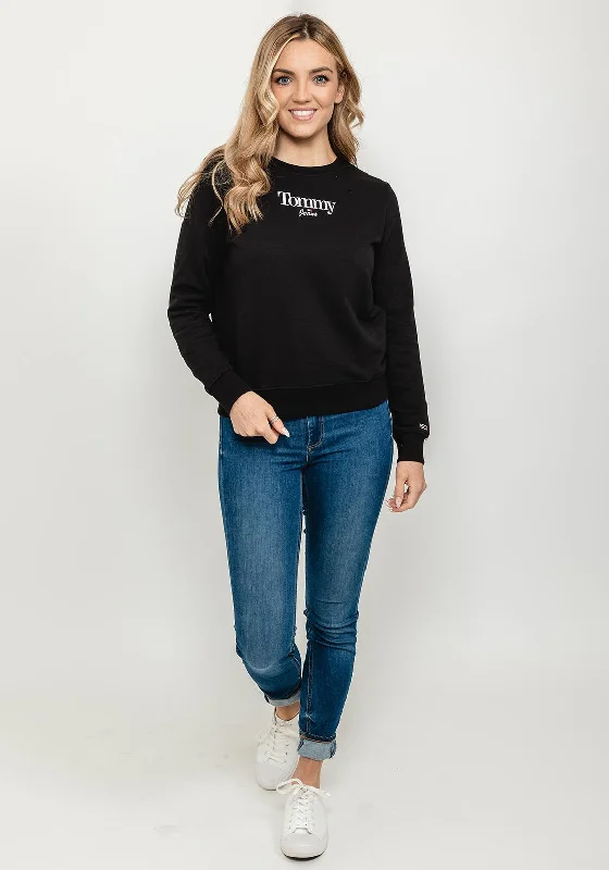 Super Deal modern hoodieTommy Jeans Womens Logo Light Sweatshirt, Black